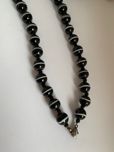 Victorian Banded Agate Necklace Long 70cm (26 1/2")