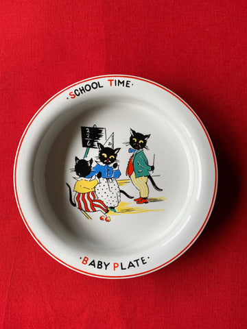 Baby Plate 1960's Burleigh 'School Time" Cats