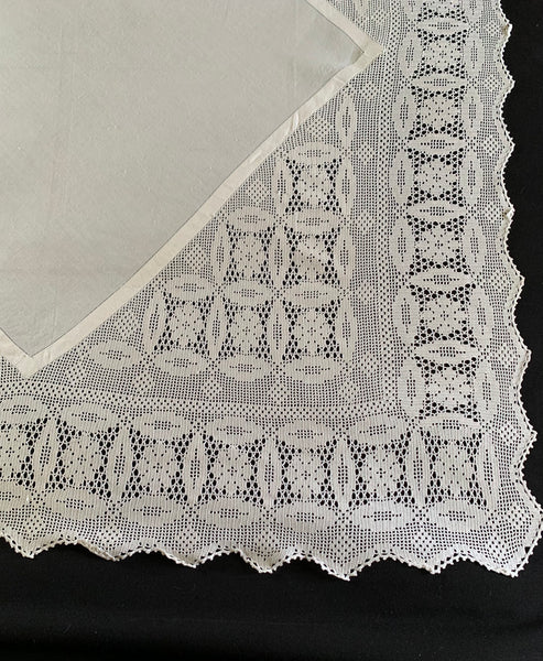 Antique large fillet crochet cloth c1920’s