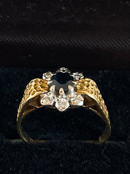 Sapphire and Diamond 1970’s 18ct Gold Ring