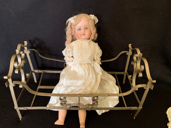 French metal dolls bed c1900