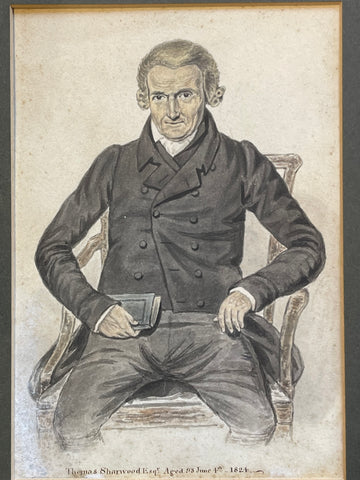 1824 Georgian Portrait of a 93 Year Old Man - Watercolour