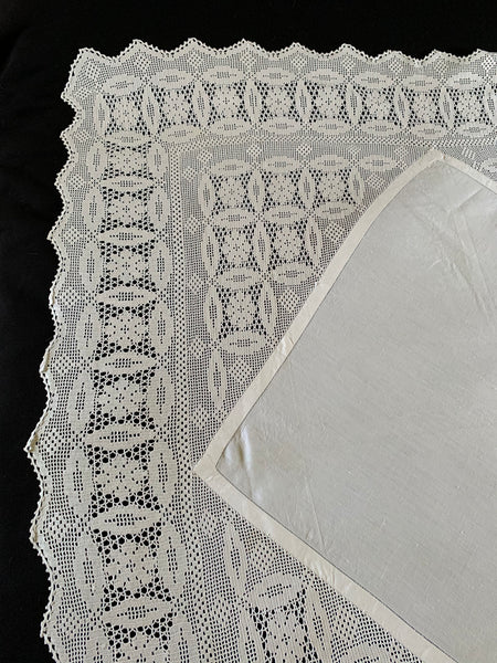 Antique large fillet crochet cloth c1920’s