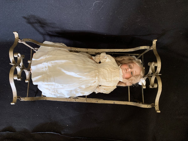 French metal dolls bed c1900