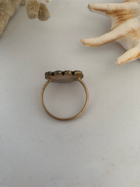 Georgian 9ct Gold Ring Garnet and Opal