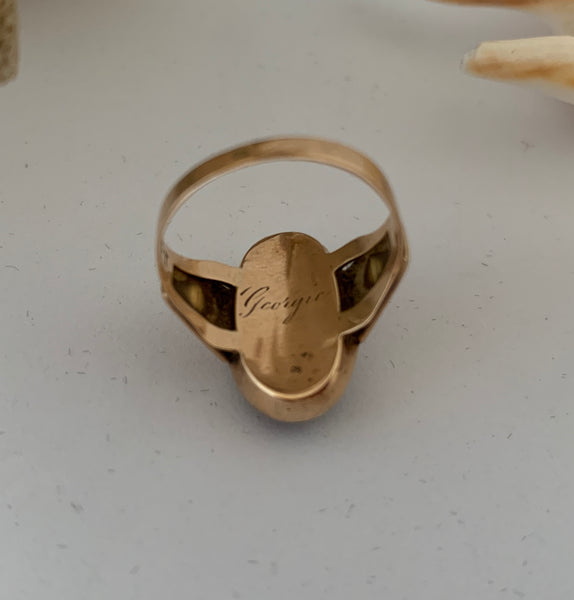 Georgian 14ct Gold Hard Stone Cameo Mourning Ring