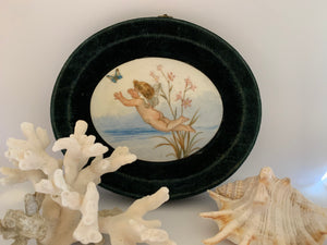 Victorian Cherub Hand Painted Ceramic Plaque