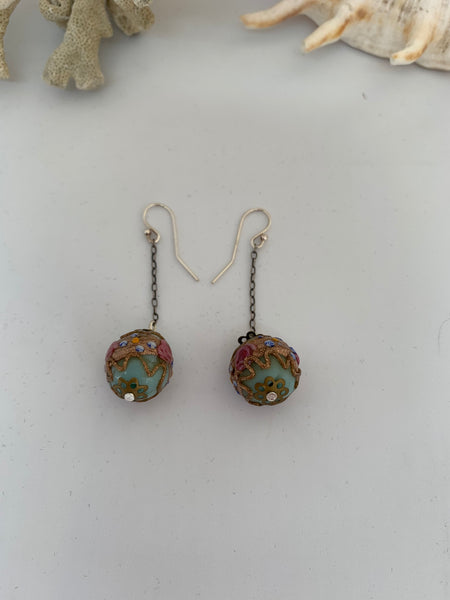 1920’s Style Venetian Glass Earrings Made from Original 1920’s Beads