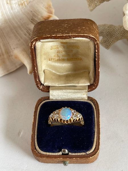 Opal and Diamond Antique Ring 18ct 1896