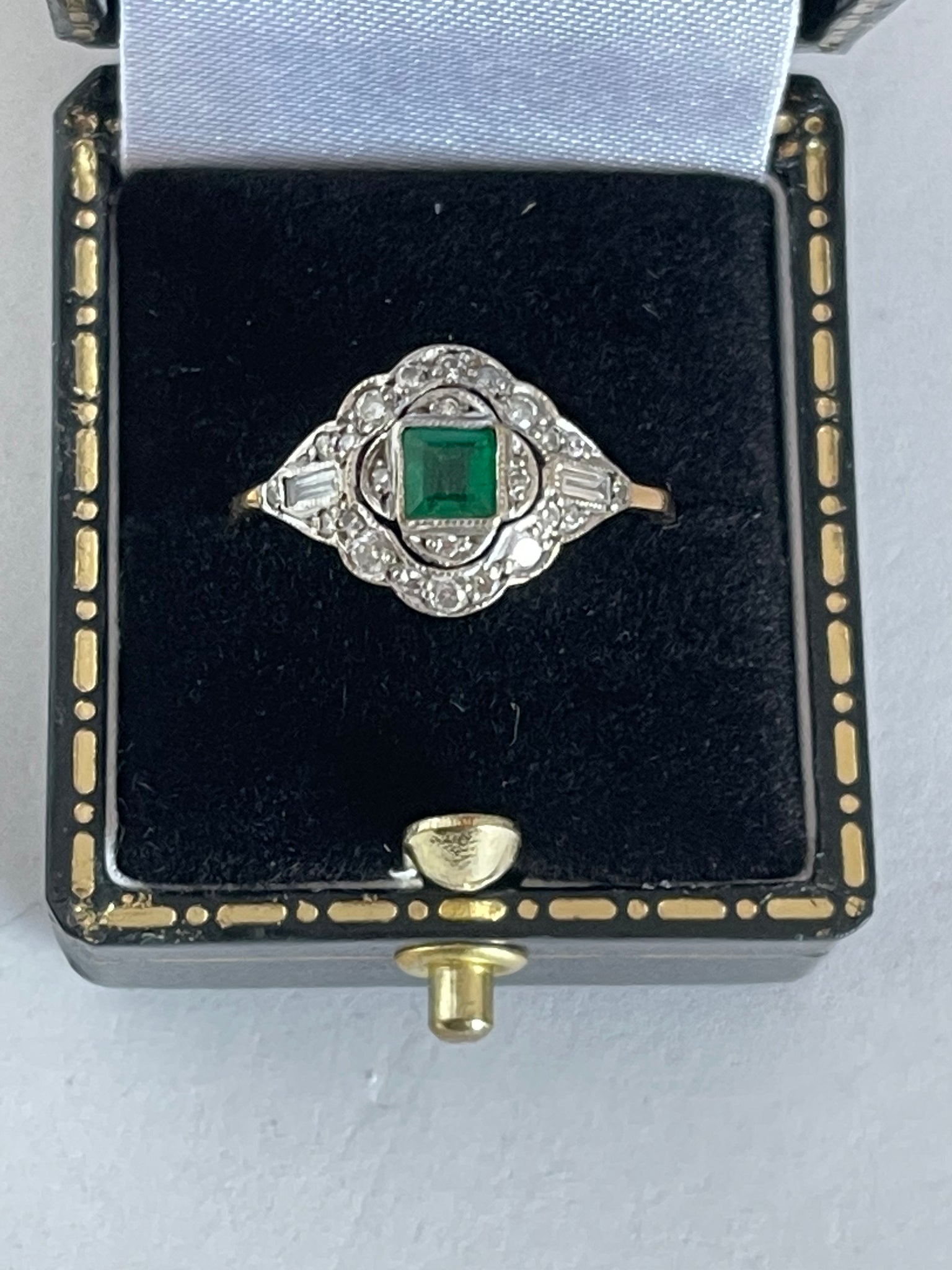 Art Deco Diamond and Emerald Ring Kookaburra Antiques