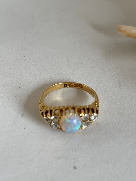 Opal and Diamond Antique Ring 18ct 1896