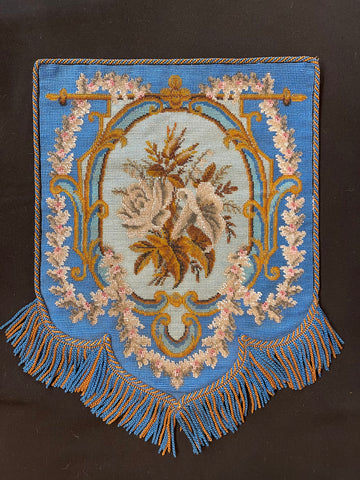 Beadwork Embroidered Victorian Firescreen
